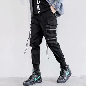 Linten Zwart Hip Hop Cargo Broek Mannen Streetwear Mode Katoen Joggers Joggingbroek Man Casual Harembroek Harajuku