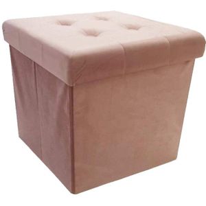 Zetel Krukje Zetel Opbergdoos Fluwelen Voet Kruk 38X38X38Cm (Roze)