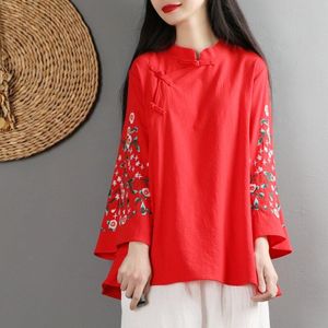 Vrouwen Kleding Borduurwerk Tops Tang Kostuum Chinese Stijl Shirts Traditionele Qipao Cheongsam Blouse Voor Dame 10237