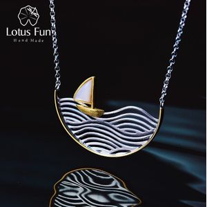 Lotus Plezier Echte 925 Sterling Zilveren Handgemaakte Fijne Sieraden Gold Zeilboot Ketting Voor Vrouwen Acessorio Collier