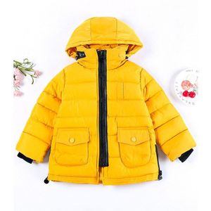 Mode Jongens Meisjes Winter Effen Kleur Down Katoenen Jas Kinderen Waterdicht Slim Warm Snowsuit Kids Hooded Pocket Parka Jas