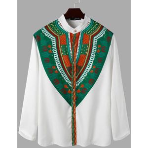 Men Shirts Ethnic Printed Long Sleeve Streetwear Stand Collar Casual Shirts Button African Dashiki Clothes Men Tops INCERUN 7
