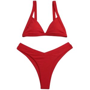 40 # Vrouwen Stukken Effen Kleur Bikini Set Braziliaanse Badpak Badpak Marine Stijl Print Bottom Bikini Switmsuit Купальник