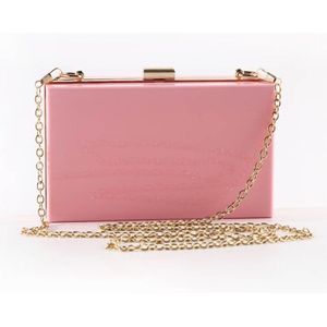 Vrouw Keten Schoudertas Luxe Transparante Rechthoekige Clutch Box Mode Elegante Partij Prom Banket Diner Handtas