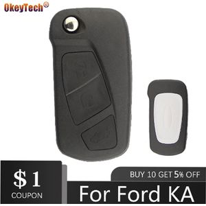 Okeytech Vervanging Flip Autosleutel Shell Voor Ford Ka 3 Knoppen Afstandsbediening Folding Key Behuizing Case Houder