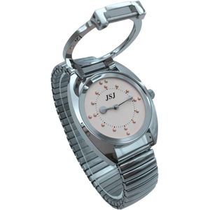 Braille Dames Tactile Horloge Flex Band Roze Wijzerplaat