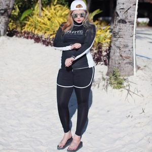 4 Stks Set Vrouwen Badpak Volledige Lichaam Bedekt Surfen Pak lange Mouwen Lange Broek Rash Guards Tweedelige Past Vrouwen Badmode