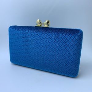 Royal Nightingales Weave Fluwelen Suede Harde Box Clutch Bags Avond Koppelingen en Handtassen voor Vrouwen Groen/Navy/Blauw