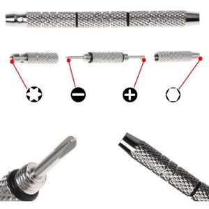 4 In 1 Schroevendraaier Horloge Bril Reparatie Tools Aluminium Staal Draagbare Mini Kits