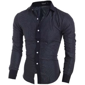 Lage prijs UK stijl mode klassieke stippen mannen shirts M-2XL lange mouw jong jongens casual shirt Slanke fit