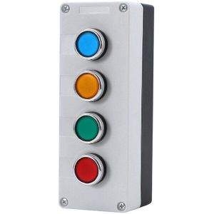 Met knop 4 gat control box 22mm vier-positie knop doos Jog knop schakelaar Rood groen geel blauw LA38 self-reset