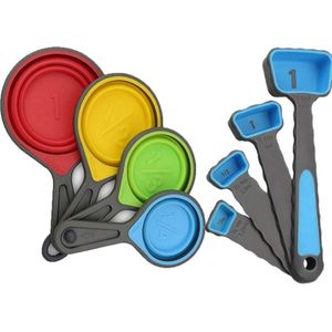 Opvouwbare Siliconen Maatbekers En Maatlepels Set, Maatlepels Voor Koken Bakken Doseren Doseren Aid