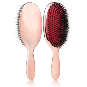 Luxe Goud En Zilver Kleur Varkenshaar Paddle Borstel Ovale Hair Brush Anti Statische Haar Kam Kappers Massage Kam