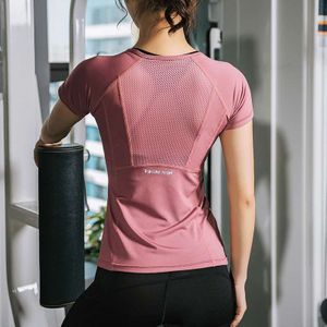 Vrouwen Zomer T Shirts Slim Fit Voor Sport Quick Dry Fitness Yoga Korte Mouwen Yoga Top Mesh Womens Gym shirt Sport Wear