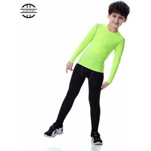 Yuerlian Kinderen Compressie Wicking Sport Pak Fitness Strakke Trainingspak Lange T-shirt Leggings Broek Gym Kids Running Set