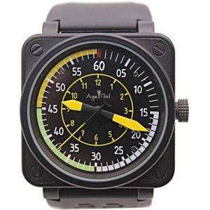 BR-01 Airspeed Bell Luchtvaart Vlucht Mens Limited Edition Horloges Zwart Rubber Rvs Oranje Geel Blauw