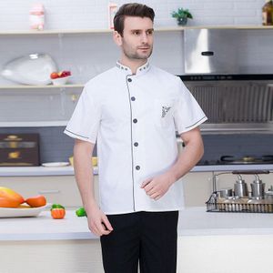 Chef Jas Mannen Vrouwen Knop Korte Mouwen Kok Shirts Gebak Keuken Kleding Restaurant Ober Uniform