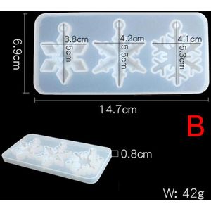 Crystal Snowflake Silicone Mold Diy Craft Sneeuwvlok Ornament Maken 3 Soorten Klei Gips Cement Mould Tool Voor Kerst Decor