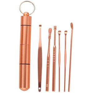 6 Stks/set Draagbare Roestvrij Stalen Spiraal Oor Pick Lepel Oorsmeer Removal Cleaning Earpick Oor Schoner Oor Lepel Care Tools