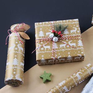 Kerstcadeau Verpakking Papers 80G Gecoat Papier Geschenkdoos Verpakking Papieren Roll Kerst Inpakpapier