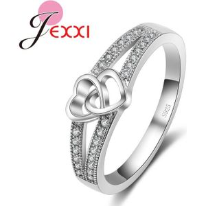 Dubbele Liefde Hart Holle Kruis Pretty Ring Voor Vrouwen/Meisjes Met 925 Sterling Zilveren Decoratie
