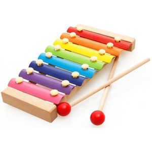 Xylofoon 8 Toetsen Rvs Toetsenbord Houten Hand Kloppen Muzikaal Percussie Instrumenten Educatief Speelgoed Voor Kids Baby *