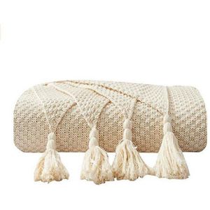 100% Katoen Gebreide Plaids En Dekens Voor Sofa Couch Bed Meerdere Gebruikt Speciale Kwasten Deken Lichtgewicht