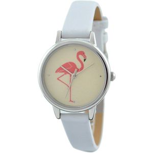 Dames Flamingo Horloge Witte Band Gratis Vrouwen horloge Wereldwijd