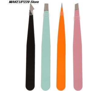 4 Stks/pak Wenkbrauw Pincet Rvs Punt Schuin Platte Tip Verwijderen Make-Up Professionele Ontharing Wenkbrauw Tang Clip