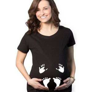 Baby Voetafdruk Moederschap T-shirts Blouse Casual Korte Mouw Tops Tees Voor Zwangere Vrouwen Kleding Plus Size Voor Fotoshoot