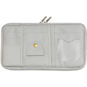 Pu Lederen Auto Zonneklep Organisator, Sunglass Card Kleine Document Opslag Pouch Houder, multi-Pocket Met Rits Netto (Grijs)