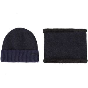 Winter Warm Pak Muts Sjaal 2 Stuk Set Beanie Skullcap Katoen Mannen/Vrouwen Ring Bib Fluwelen Dikke xhboy Brief Label