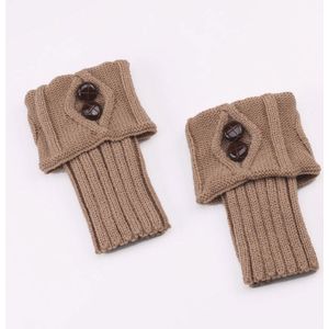 Winter Warmer Meisje Been Elastische Gebreide Sokken Voet Cover Met Knop Vrouwen Herfst Winter Haak Boot Manchetten Hoop Hoop Sokken