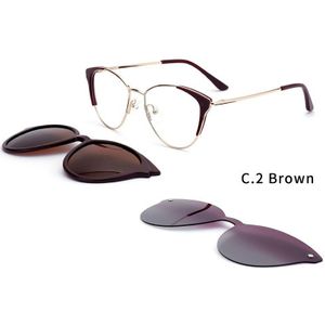 O-Q Club 3 In 1 Magnetische Clip Op Zonnebril Vrouwen Bijziendheid Recept Brillen Frames Optische Cat Eye Glas Mode Brillen