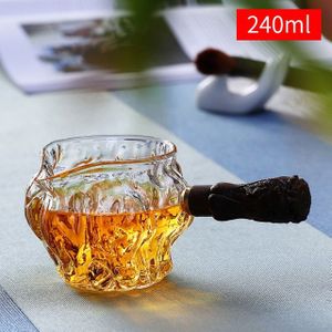 Glas Tea Serving Pitcher Decanter, Houten Handvat, Chinese Gongfu Chahai Thee Pitcher Glas Thee Kop Koffie Melk Pot