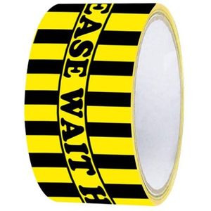 1Roll Wacht Hier Waarschuwing Vloer Tape Sociale Distantiëren Markering Plakband Geel 48Mm X 33M