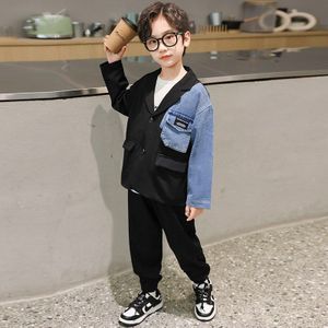 Klassieke Kinderen Plaid Formele Pak Voor Jongen Wedding Party Prestaties Kostuum Kinderen Blazer Jas Broek 2 Stuks Outfits 4-13Y