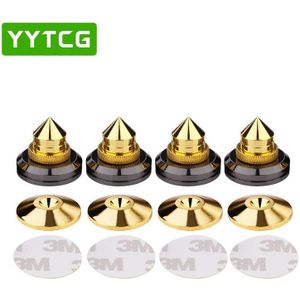 YYTCG 4 Sets luidsprekers Stand Voeten Voet Pad Zuiver koper goud luidsprekerbox Spikes Cone Vloer Voet Nail M28 * 26