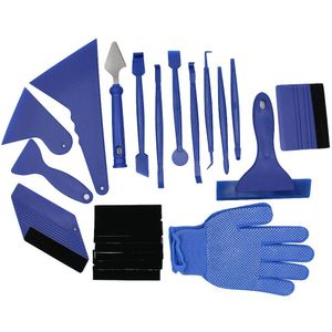 21 Stks/set Auto Verven Film Schraper Zuigmond Cutter Mes Window Tint Tool Kit Vinyl Auto Film Wrapping Tool Set Blauw rood