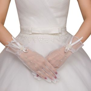 Bridal Lace Pearl Handschoenen Pols Lengte Handschoenen Vinger Korte Bruiloft Accessoires