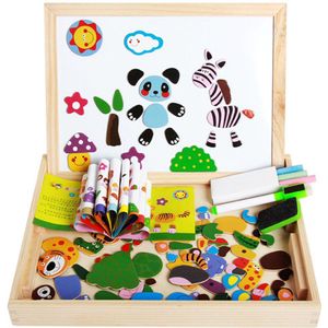 Houten Magnetische Puzzel Speelgoed Kinderen 3D Puzzel Tekentafel Educatief Vroeg Leren Speelgoed Giftfarm/Dier/Insect/Stad verkeer