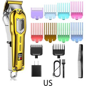 Professionele Clipper Alle-Metalen Oplaadbare Tondeuse Voor Kapper Mannen Elektrische Baard Scheerapparaat Haar Snijmachine Led Display