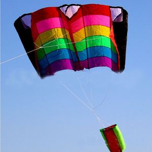 Professionele 230 Cm Multi-color Enkele Lijn Parachute Kite/Soft Rainbow Vliegers Met Vliegende Gereedschap Strand Vliegeren