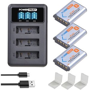 Powertrust NP-BX1 1860 Mah NP-BX1 Batterij En Led 3Slots Lader Voor Sony NP-BX1 HDR-AS200V HDR-AS30 HDR-AS300 HDR-AS50 HDR-CX240