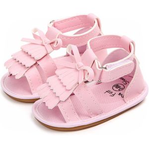 Zomer Leuke Baby Baby Girl Soft Sole PU Leather Crib Anti-slip Flip Flop Prewalker Kwastje Effen Baby schoenen