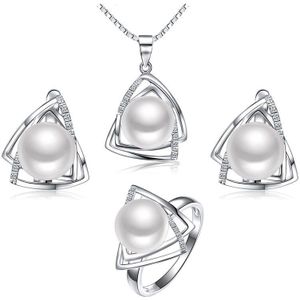 925 sterling zilveren parel sieraden set omvat natuurlijke zoetwater parels ketting ring oorbel fijne sieraden sets Sinya tz09044