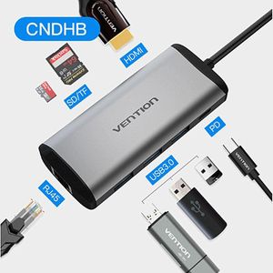 Ventie Thunderbolt 3 Dock USB Hub Type C naar HDMI USB3.0 RJ45 Adapter voor MacBook Samsung Dex S8/S9 huawei P20 Pro usb c Adapter