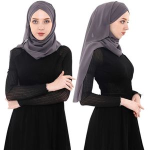 Mode Vrouwen Moslim Sjaal Zachte Effen Chiffon Instant Hijab Sjaals Hoofddoek Klaar Te Dragen Islamitische Wrap Hoofd Sjaals