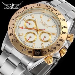 Jaragar Montre Homme Heren Horloges Automatische Golden Rvs Datum Sport Mechanische Horloge Klok Relogio