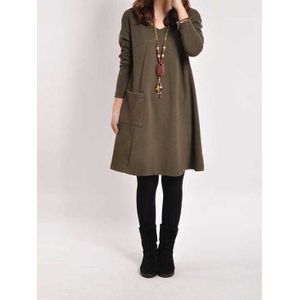 Moederschap Jurken Herfst Winter Jurk Voor Zwangere Vrouwen Plus Size Ongedwongen Moederschap Kleding Kleding Grote Pocket Lange Mouwen Grote